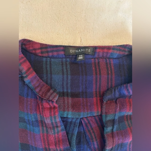 Plaid Button-Up Shirt with Gold Buttons - Picture 2 of 3